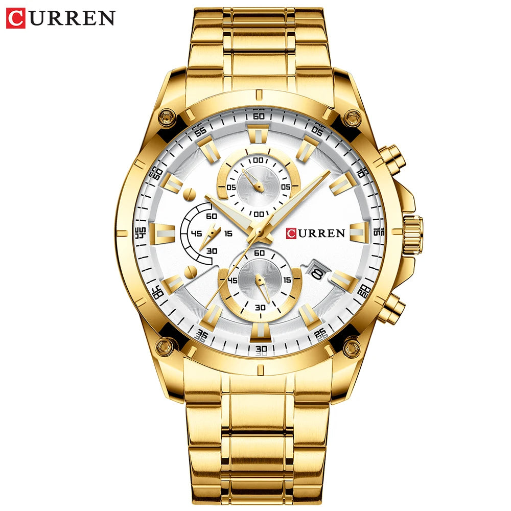 ساعة ذهبية بلاتينية جميلة للرجال (Premium Quality Men's Watch)